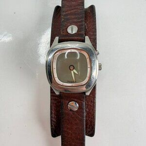 Fossil Retro Square Watch – Brown Leather Wrap Style